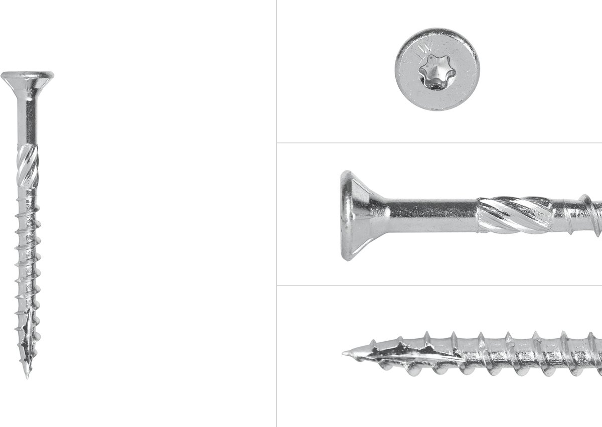 Wovar Spaanplaatschroeven Verzinkt 5 x 50 mm Torx 25 Deeldraad | Doos 200 Stuks