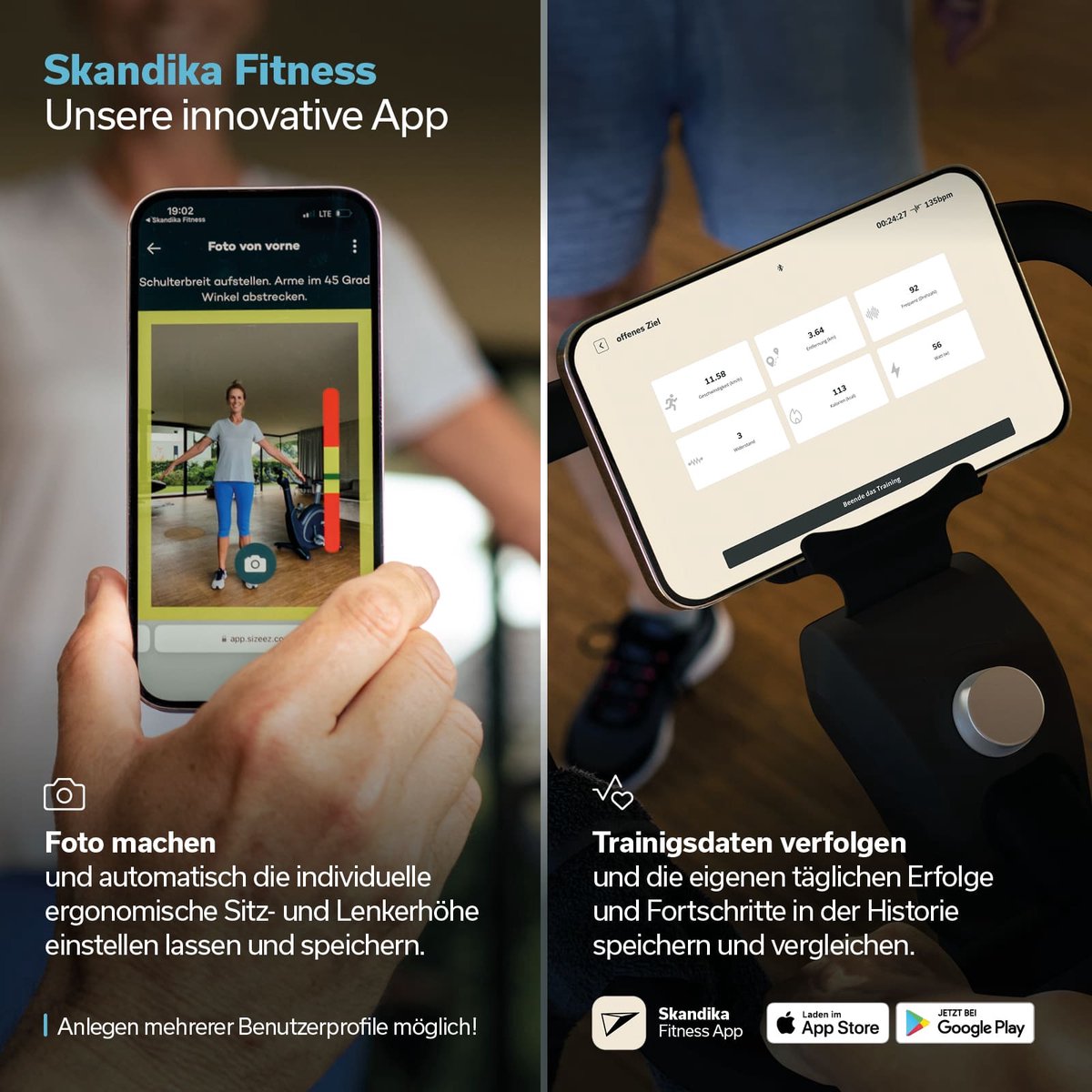 Afbeelding 2 van Skandika Abisko Ergometer – Hometrainer – Wereldprimeur - Premium EMS weerstand, slimme hometrainer app controle, automatische stuur- en zadelverstelling, 36 weerstandsniveaus, bluetooth, computer display – 106 x 57.5 x 123 cm (LxBxH) - zwart