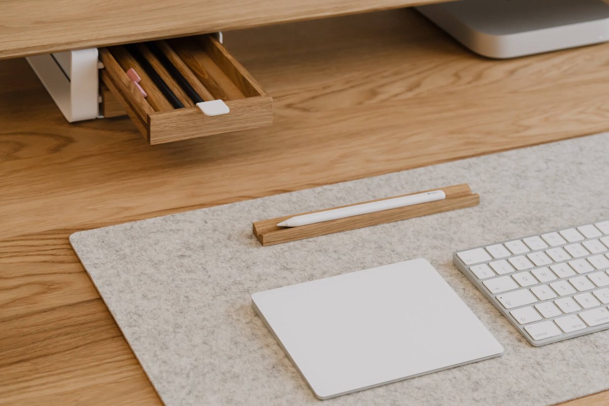 Oakywood Felt & Cork Desk Mat Stone Grey - Large 30 x 90 cm - Luxe Bureau Onderlegger van Wolvilt & Kurk — cadeau in Wonen & Interieur - foto 8