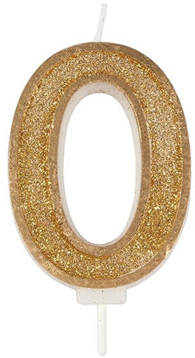 Sparkle Gold Numeral Candle 0