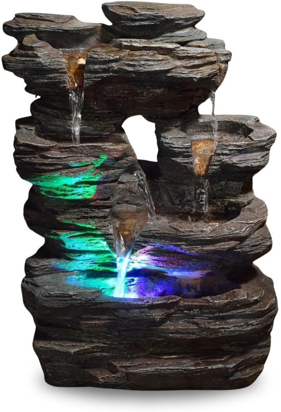 MKSS® Waterornamenten Voor Buiten – Waterval – Waterfontein Met Verlichting - Tuindecoratie