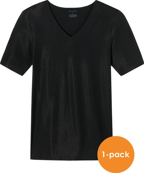 SCHIESSER Laser Cut T-shirt (1-pack) - naadloos met diepe V-hals - zwart -  Maat: