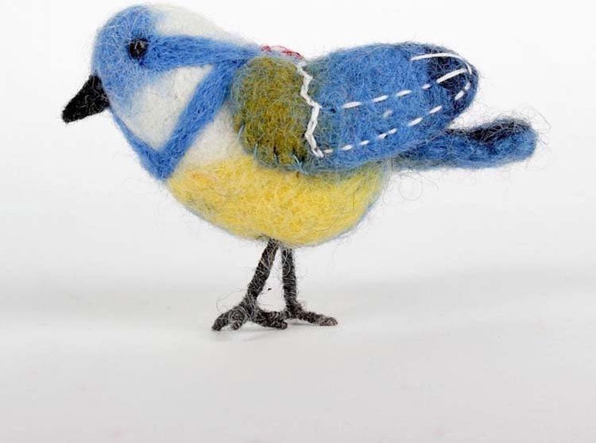 Vilten vogeltje pimpelmeesje 10cm