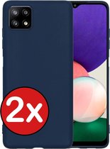 Samsung A22 Hoesje (5G versie) Siliconen Case Hoes Donker Blauw - Samsung Galaxy 5G Hoesje Cover Hoes Siliconen - 2 PACK