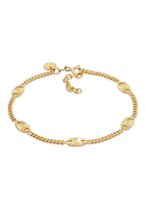 Elli PREMIUM Armband Dames Curb Chain Plaat Ster Ontwerp Verstelbaar in 925 Sterling Zilver Verguld