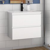 Badkamermeubel wit 60 cm wastafel met onderbouw incl. 2 lades soft-close functie
