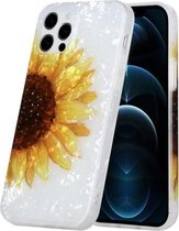 Shell-textuurpatroon TPU-schokbestendige beschermhoes met volledige dekking voor iPhone 12 mini (gele zonnebloem)