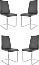 Tommychairs Berlin - Eetkamerstoelen - Set van 4 - Chroom & Zwart - Kunstleer