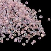 Rocaille's transparant rainbow, pearl pink, 2 mm, 20 gram