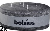 Bolsius Mammoetkaars - Rond - 5 Lonten - Antraciet - 55 Uur - 2 Stuks