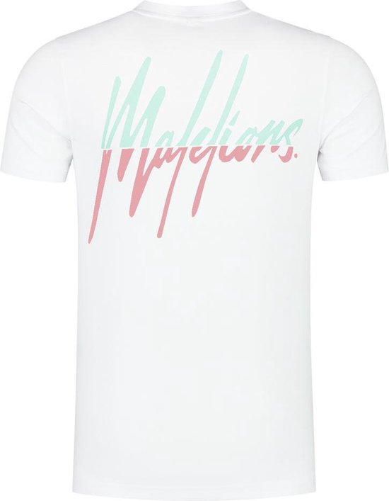 Malelions Women Split T-Shirt - White/Mint & Pink - M | bol.com