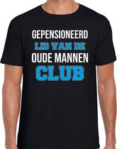 Gepensioneerd lid van de oude mannen club cadeau t-shirt - zwart - heren - kado shirt / outfit / pensioen / VUT / kleding L