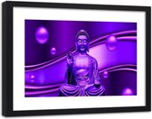 Foto in frame , Boeddha  met paarse achtergrond, 120x80cm , Zwart Paars  , Premium print