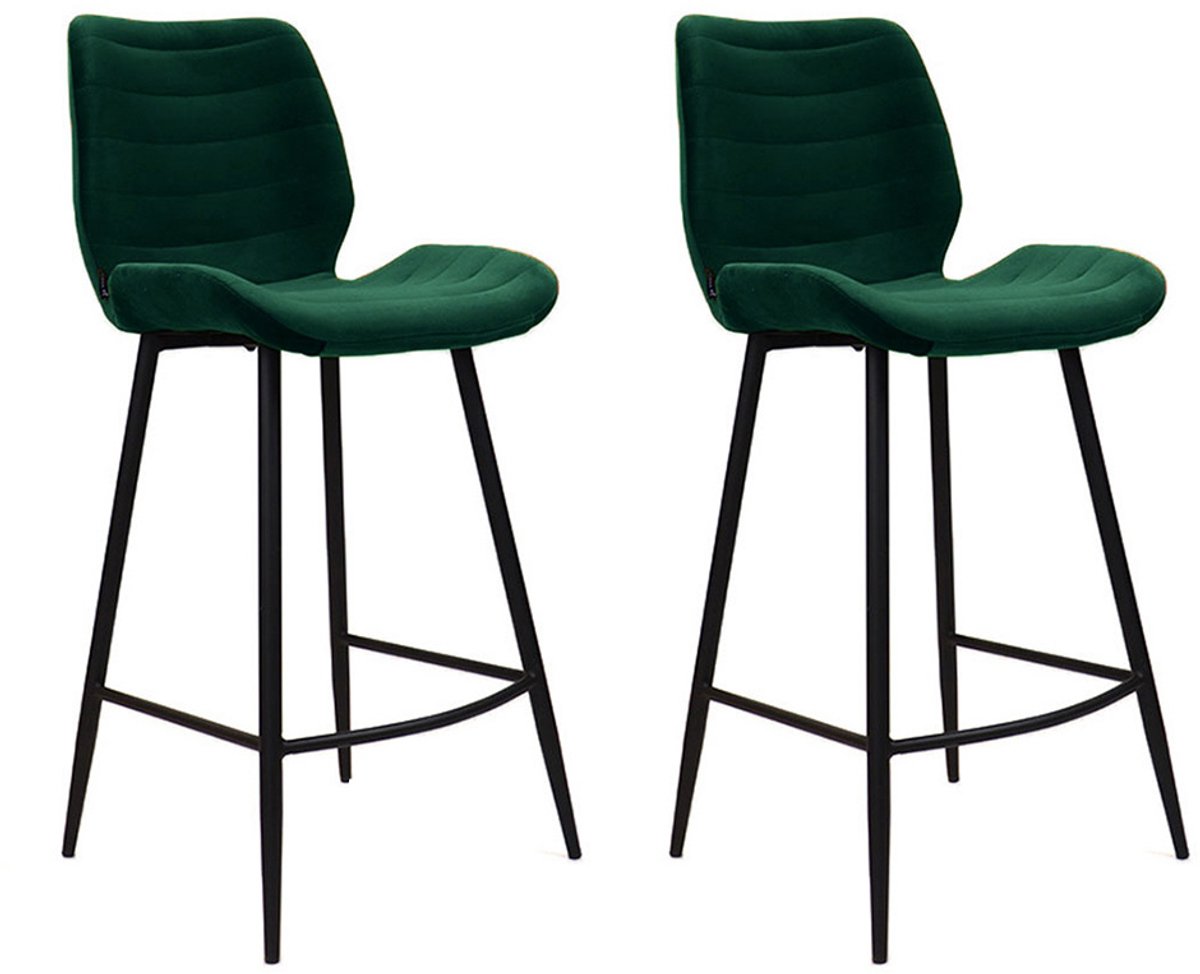 Bronx71® Velvet barkruk Toby donkergroen 71 cm - Barkrukken set van 2 - barstoel