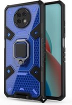 Voor Xiaomi Redmi Note 9 5G Space PC + TPU-ringhouder beschermhoes (blauw)