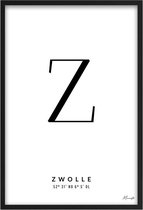Poster Letter Z Zwolle A2 - 42 x 59,4 cm (Exclusief Lijst)
