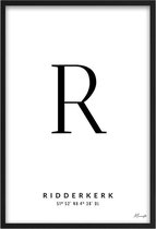 Poster Letter R Ridderkerk A2 - 42 x 59,4 cm (Exclusief Lijst)