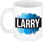 Larry naam cadeau mok / beker met  verfstrepen - Cadeau collega/ vaderdag/ verjaardag of als persoonlijke mok werknemers