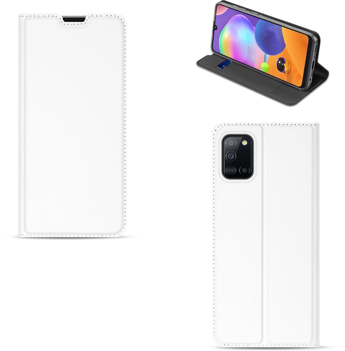Standcase Hoesje voor Samsung Galaxy A31 Bookcase Hoesje Wit met Pashouder