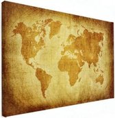 Wereldkaart Perkament Geel - Canvas 90x60