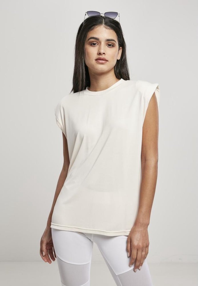Urban Classics Modal Padded Shoulder Mouwloze top S Creme