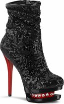 Pleaser Plateau Laarzen, Paaldans schoenen -36 Shoes- BLONDIE-R-1009 Paaldans schoenen Zwart/Rood