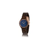 HOT&TOT | Bixie - Houten horloge voor dames / heren - Ebbenhout - Blauw - Roségoud - 40mm