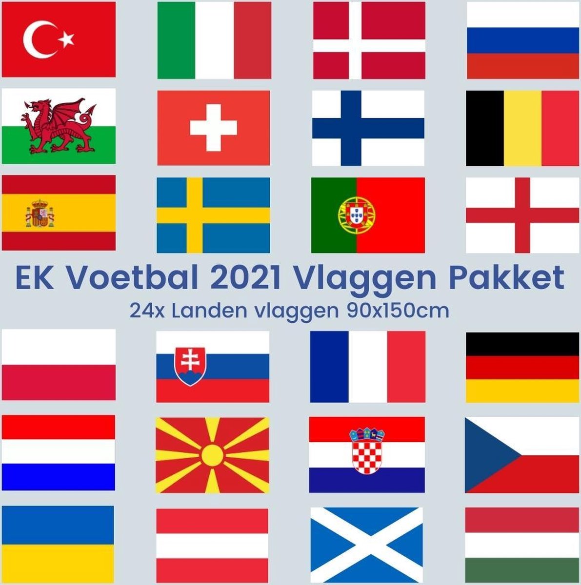 Parasiet Beïnvloeden zuurgraad 24x grote landen vlaggen pakket EURO 2020 / EK Voetbal 2021 | 90x150cm |  bol.com