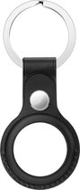 Apple AirTag Hoesje - Mobigear - Keychain Serie - Echt Leer Sleutelhanger - Zwart - Hoesje Geschikt Voor Apple AirTag