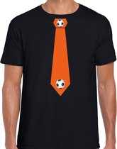Zwart t-shirt oranje voetbal stropdas Holland / Nederland supporter EK/ WK voor heren XXL