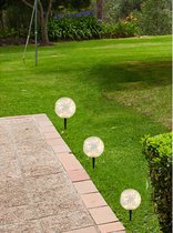 Solar tuinlamp/prikspot glazen craquele bol op zonne-energie met schemer sensor 15 cm - Prikspots tuinverlichting