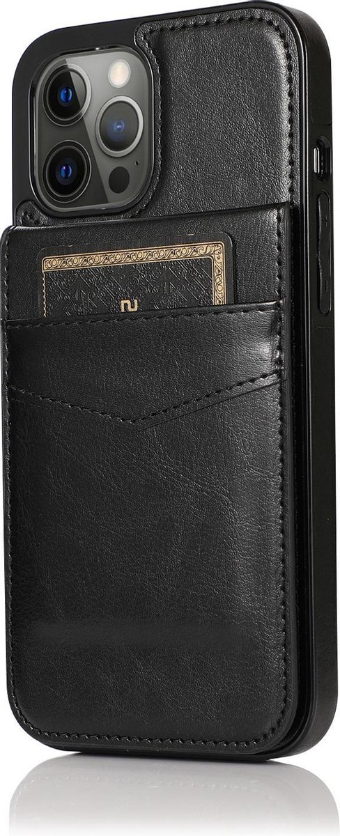 Hoesje geschikt voor iPhone 7 - Backcover - Pasjeshouder - Portemonnee - Kunstleer - Zwart