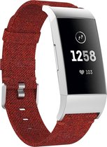 By Qubix - Fitbit Charge 3 & 4 nylon bandje - Donker rood - Fitbit charge bandjes