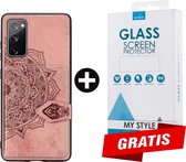 Backcover Fashion Mini Wallet Hoesje Samsung Galaxy S20 FE Roségoud - Gratis Screen Protector - Telefoonhoesje - Smartphonehoesje