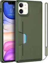 Armor schokbestendig TPU + pc-hardcase met kaartsleufhouder Funtion voor iPhone 11 (groen)