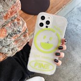 Shockproof Side Painting Expression Pattern Transparant TPU beschermhoes voor iPhone 12 Pro Max (groen)