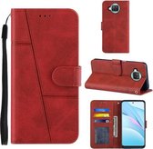 Voor Xiaomi Mi 10T Lite Stiksels Kalfsstructuur Gesp Horizontale Flip Leren Case met Houder & Kaartsleuven & Portemonnee & Lanyard (Rood)