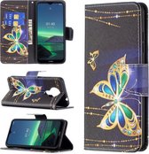 Voor Nokia 1.4 Gekleurde Tekening Patroon Horizontale Flip Leren Case met Houder & Kaartsleuven & Portemonnee (Grote Vlinder)