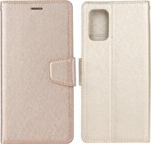 Voor Samsung Galaxy S20 FE Zijden Textuur Horizontale Flip Leren Case met Houder & Kaartsleuven & Portemonnee & Fotolijst (Goud)