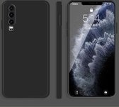 Voor Huawei P30 effen kleur imitatie vloeibare siliconen rechte rand valbestendige volledige dekking beschermhoes (zwart)