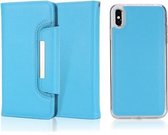 Litchi Texture Horizontale Flip Buckle Afneembare Magnetische PU Leather Case met Kaartsleuven & Portemonnee & Fotolijst Voor iPhone XR (Blauw)