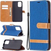 Voor Xiaomi Redmi Note 10 4G / Note 10S Kleuraanpassing Denim Textuur Horizontale Flip Leren Case met Houder & Kaartsleuven & Portemonnee & Lanyard (Koningsblauw)