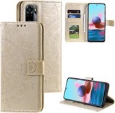 Voor Xiaomi Redmi Note 10 5G Totem Bloem Reliëf Horizontale Flip TPU + PU Lederen Case met Houder & Kaartsleuven & Portemonnee (Goud)