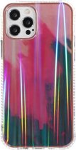 IMD Rendering Watercolor Aurora Pattern Shockproof TPU + PC beschermhoes voor iPhone 12 mini (Berry Color)