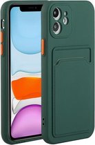 Kaartsleuf ontwerp schokbestendig TPU beschermhoes voor iPhone 12 mini (donkergroen)