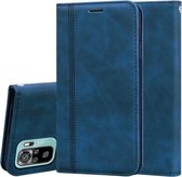 Voor Geschikt voor Xiaomi Redmi Note 10 Frosted Business Magnetische Horizontale Flip PU lederen tas met houder & kaartsleuf & lanyard (blauw)