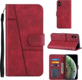 Stiksels Kalfsstructuur Gesp Horizontale Flip Leren Case met Houder & Kaartsleuven & Portemonnee & Lanyard Voor iPhone XS Max (Rood)