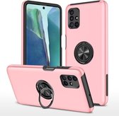 Voor Samsung Galaxy M51 PC + TPU schokbestendige magnetische beschermhoes met onzichtbare ringhouder (roségoud)