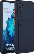 Voor Samsung Galaxy S20 FE kaartsleuf ontwerp schokbestendig TPU beschermhoes (donkerblauw)