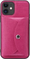 ViLi T-serie TPU + PU geweven stof magnetische beschermhoes met portemonnee voor iPhone 12 Pro (rose rood)